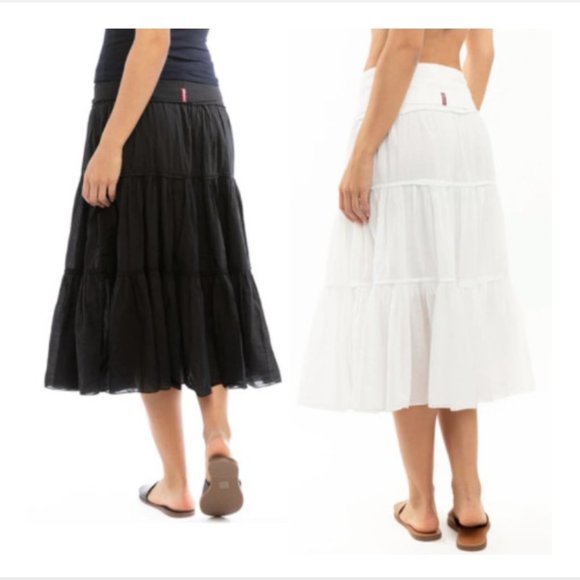Hard Tail Dresses & Skirts - HARDTAIL Rolldown 4 Tier Midi Skirt Black
